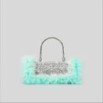 New Mink Fur Diamond Dinner Clutch Bag Full Stones Fur Shoulder Bags Autumn and Winter New Purses Crossbody Bag - imagine 3