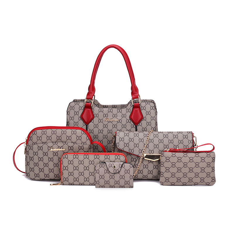 556934650 Women's Handbags Female Shoulder Messenger Bag PU leather High Quality Retro 6-piece Set - imagine 1