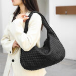Women Large Leather Hobo Bag Handmade Woven Casual Female Handbag Big Capacity Patchwork Zipper Women Shoulder Bags - imagine 4