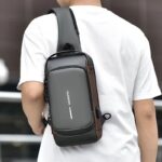 Motorcycle bag password anti-theft chest bag men's shoulder bag large capacity casual men's bag multifunctional crossbody bag - imagine 3