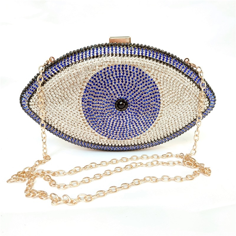 556934202 The Evil Eye Crystal Purse Women Evening Bag Gold Silver Black Party Clutch Bag Lady Minaudiere Banquet Pochette Handbag - imagine 1
