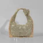 Fashion Tassel Rhinestone Women Handbags Designer Knotted Handle Hand Bags Luxury Diamonds Evening Party Purses Lady Clucth Bags - imagine 7