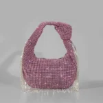 Fashion Tassel Rhinestone Women Handbags Designer Knotted Handle Hand Bags Luxury Diamonds Evening Party Purses Lady Clucth Bags - imagine 3