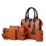 ValenKuci Leather Shoulder Messenger Bag Tote Bag Bolsa 4pcs/Set Women Composite Bag High Quality Ladies Handbag Female set bag - imagine 5