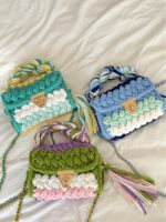 Hand woven bag crochet bag shoulder bag women's Fried Dough Twists portable tassel bag - imagine 16