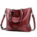 Women Leather Handbags Lady Large Tote Bag Female Pu Shoulder Bags Bolsas Femininas Sac A Main Brown Black Red - imagine 9
