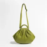 Winter Trend Women Pleated Dumpling Top Handle Purse Ruched Stylish Crossbody Bag Retro Solid Color Hasp Shoulder Handbag - imagine 5