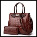 Women's bag Handbag designer Luxury new PU leather Crocodile pattern Shoulder bag 2PCS Crossbody Clucth Ladies wallet - imagine 3
