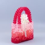 Handmade beaded woven crystal bead handbag gradient red small square bag fashionable and versatile women handbag - imagine 4