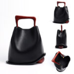 Handbag, commuting basket, water bucket bag, wooden crossbody bag, female - imagine 10