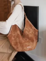 Women's Corduroy Small Shoulder Bag Solid Color Student School Bag Bag Winter Retro Travel Handbags Tote Bags - imagine 2