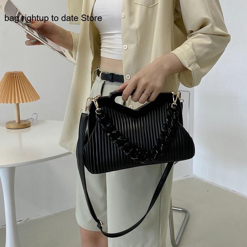 556936134 Fashion Triangle Handbag Designer Pleated Shoulder Bag for Women Clutch Purses High Quality Crossbody Bag Satchels Hobo Bags - imagine 1
