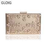 Fashion New Women Evening Clutch Bags PU Chain Shoulder Handbags Leaf Metal Beaded Evening Purse Messenger Bags - imagine 4