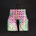 Women Backpack Luminous Geometric Plaid Sequin Female Backpacks For Teenage Girls Bagpack Drawstring Bag Holographic Backpack - imagine 4