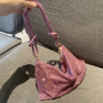 New Rhinestone Underarm Bag Inlaid With Diamonds Full Diamond Handbag Pink Bag Hand Carry Small Bag Women's Bag - imagine 4