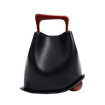 Handbag, commuting basket, water bucket bag, wooden crossbody bag, female - imagine 4