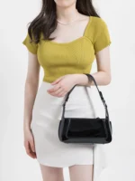 Solid Color Women Underarm Shoulder Bags Soft PU Leather Phone Purse Female Small Tote Handbags Simple Design - imagine 6