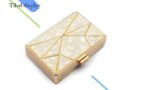 New Pearly Shell Pieces Hardware Frame Stitching Dinner Bag One Shoulder Messenger Bag - imagine 3