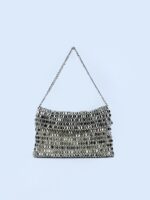 Retro metal sequin silver bag women's bag hand woven high-end feel handbag shoulder and armpit bag - imagine 6
