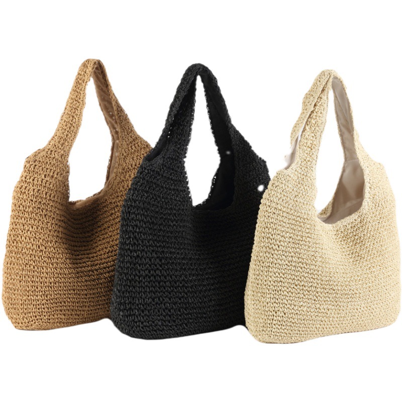 556936427 Rattan Bag New Hand-Woven Bag Straw Bag Shoulder Handbag - imagine 1
