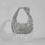 Fashion Tassel Rhinestone Women Handbags Designer Knotted Handle Hand Bags Luxury Diamonds Evening Party Purses Lady Clucth Bags - imagine 12