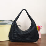 Women Large Leather Hobo Bag Handmade Woven Casual Female Handbag Big Capacity Patchwork Zipper Women Shoulder Bags - imagine 13