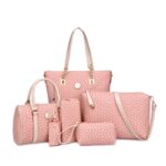Fish bone patterned bun mother bag six piece set, single shoulder diagonal cross portable bun mother bag - imagine 10