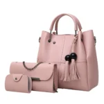 Shoulder Bag Women 3Pcs High Quality Tassel Shoulder Bag Crossbody Bag Handbag Leather Shoulder Bag - imagine 2