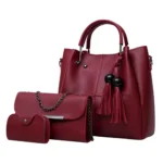 Shoulder Bag Women 3Pcs High Quality Tassel Shoulder Bag Crossbody Bag Handbag Leather Shoulder Bag - imagine 3