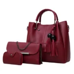 Shoulder Bag Women 3Pcs High Quality Tassel Shoulder Bag Crossbody Bag Handbag Leather Shoulder Bag - imagine 13