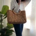 Women Vintage Rattan Handbag Female Bohemian Summer Beach Straw Bags Lady Simple Weave Bag Handmade Casual Large Tote - imagine 4