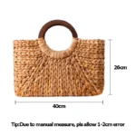 Women Vintage Rattan Handbag Female Bohemian Summer Beach Straw Bags Lady Simple Weave Bag Handmade Casual Large Tote - imagine 6