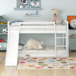 Twin over Twin Bunk Bed with Convertible Slide and Ladder White - imagine 12