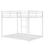 Full over Full Metal Bunk Bed, Low Bunk Bed with Ladder White - imagine 9