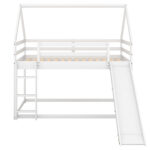 Twin Size Bunk House Bed with Slide and Ladder White - imagine 13