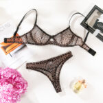 Sexy Black Ultra-thin Mesh Transparent Push-up Bra Set - imagine 6