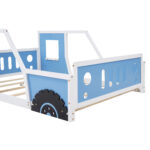 Full Size Classic Car-Shaped Platform Bed with Wheels,Blue - imagine 12