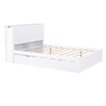 Full Size Storage Platform Bed with Pull Out Shelves and Twin Size Trundle, White - imagine 19