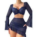 Sexy Lingerie Set with Lace and Sheer Design for Erotic Role-Playing - imagine 5