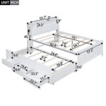 Full Size Platform Bed with Storage LED Headboard  Twin Size Trundle and 3 Drawers White - imagine 8