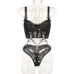Style Lingerie Set - Lace Splicing with Handmade Ties - imagine 7