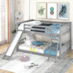 Full over Full Bunk Bed with Convertible Slide and Ladder  Gray - imagine 2