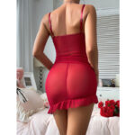 Sensual Lingerie with Lace Splicing and Strap Temptation Net Underwear with Ruffle Skirt - imagine 2