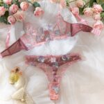 Lace Embroidery Women's Bra Flower Embroidery Advanced Craft Steel Ring Gathered Sexy Lingerie Set - imagine 6