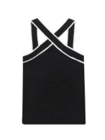 Women Sexy Contrast Sleeveless Backless Top Fashion Elegant Crossover V Neck Casual Vest Summer Female High Street Tops - imagine 7