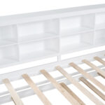 Wooden Twin Size DayBed with Twin Trundle, DayBed with Storage Shelf and USB Charging Ports,White - imagine 16