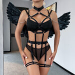 Style Cross-border Hot Selling Erotic Underwear Bondage Temptation Sexy Role-playing Chain Four-piece Set for Women - imagine 4
