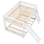 Full over Full Bunk Bed with Convertible Slide and Ladder White - imagine 4