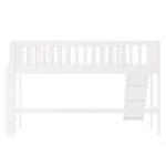 Twin Size Low Loft Bed with Ladder and Slide White - imagine 5