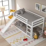 Twin over Twin Bunk Bed with Convertible Slide and Ladder White - imagine 13
